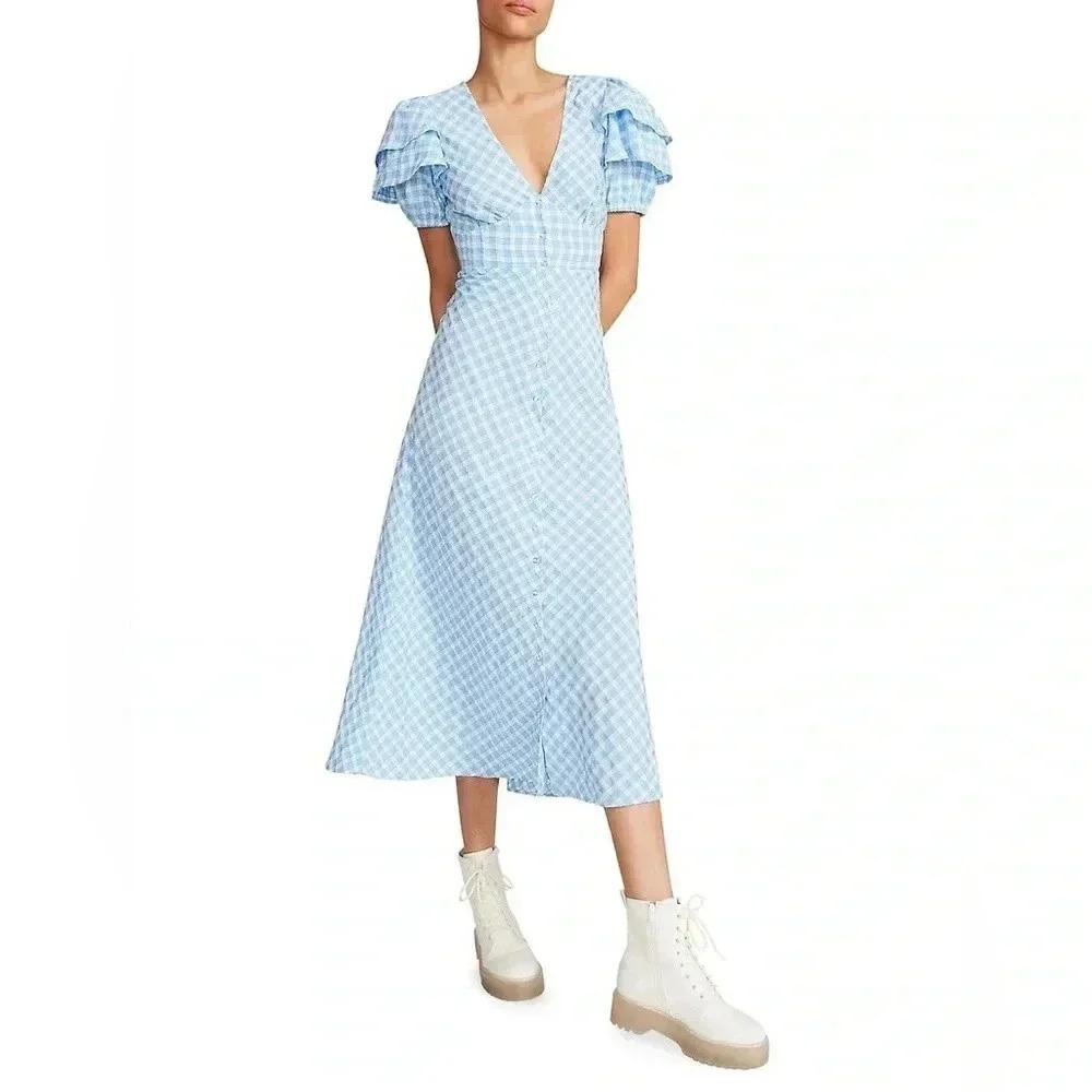 Betsey Johnson Gingham Print Midi  Dress